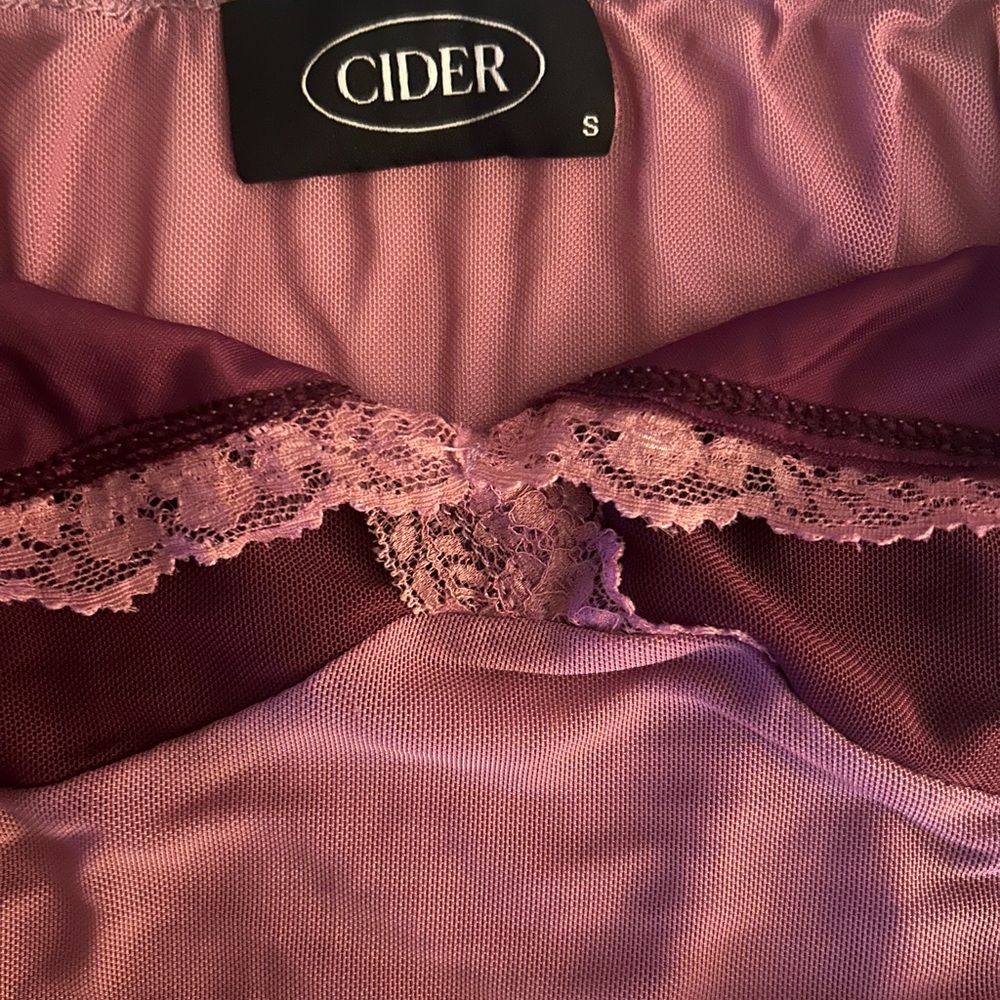 3/$15 CIDER Pink Lace Trimmed Mesh Top - Picture 6 of 7